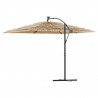 Parasol ogrodowy z LED, stalowy słupek, brązowy, 290x290x238 cm