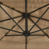 Parasol ogrodowy z LED, stalowy słupek, brązowy, 290x290x238 cm