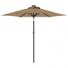 Parasol ogrodowy LED, stalowy słupek, taupe, 225x225x212 cm