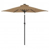 Parasol ogrodowy LED, stalowy słupek, taupe, 225x225x212 cm