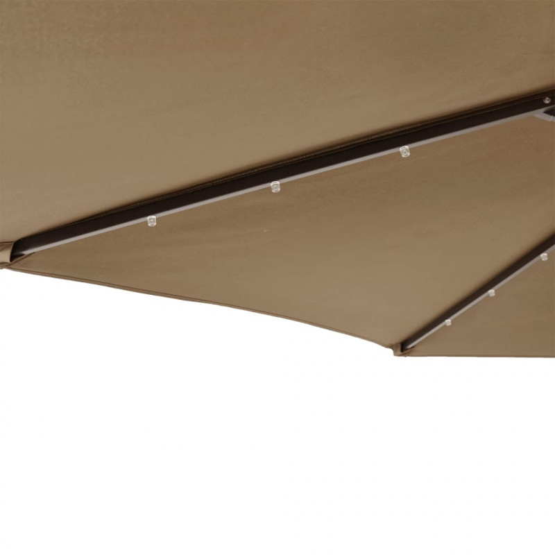 Parasol ogrodowy LED, stalowy słupek, taupe, 225x225x212 cm