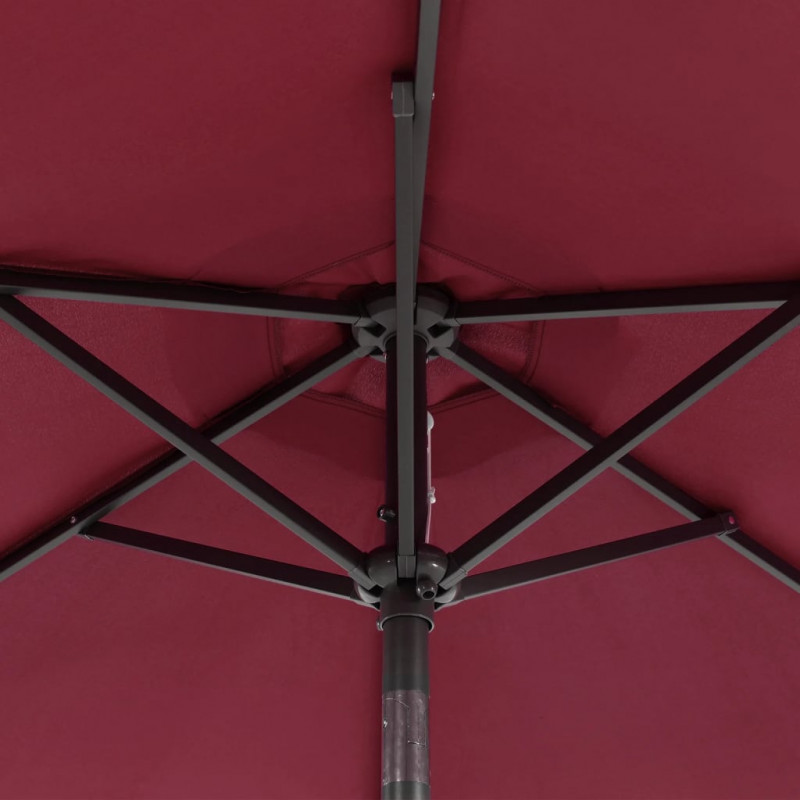 Parasol ogrodowy na stalowym słupku, bordowy, 225x225x212 cm