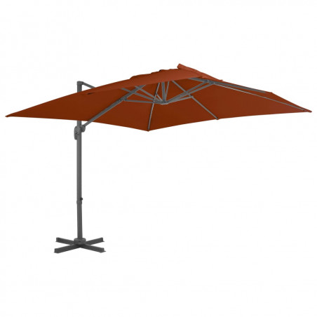 Parasol wiszący z aluminiowym słupkiem, 300x300 cm, terakota