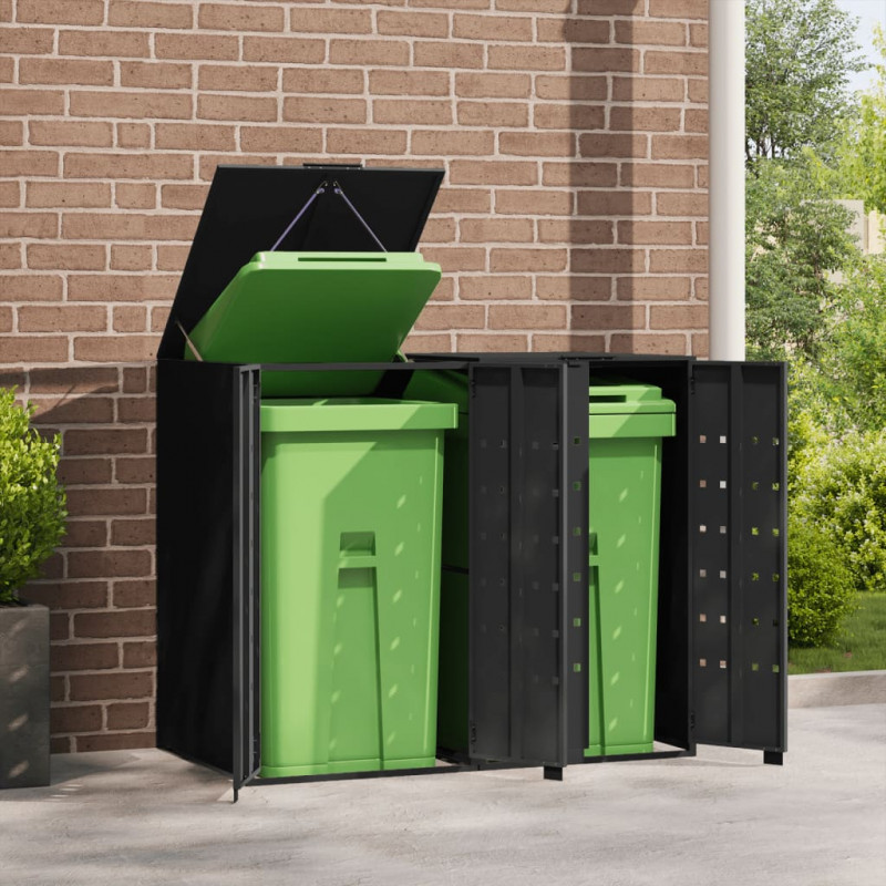 Obudowa na 2 kosze na śmieci, czarna, 138x79x117 cm