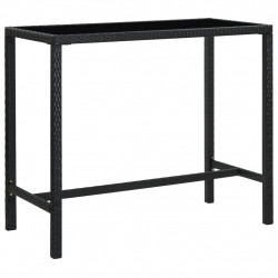 Ogrodowy stolik barowy, czarny 130x60x110 cm, polirattan/szkło