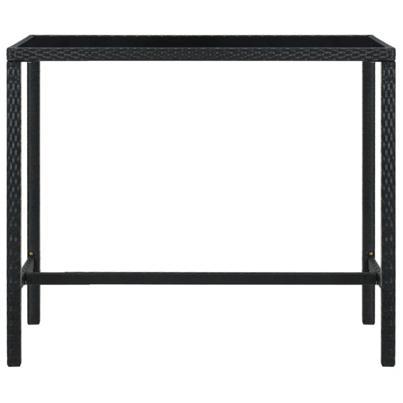 Ogrodowy stolik barowy, czarny 130x60x110 cm, polirattan/szkło