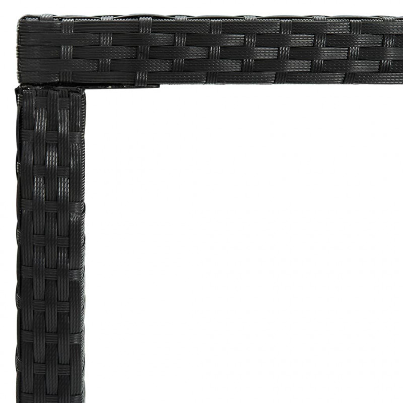 Ogrodowy stolik barowy, czarny 130x60x110 cm, polirattan/szkło