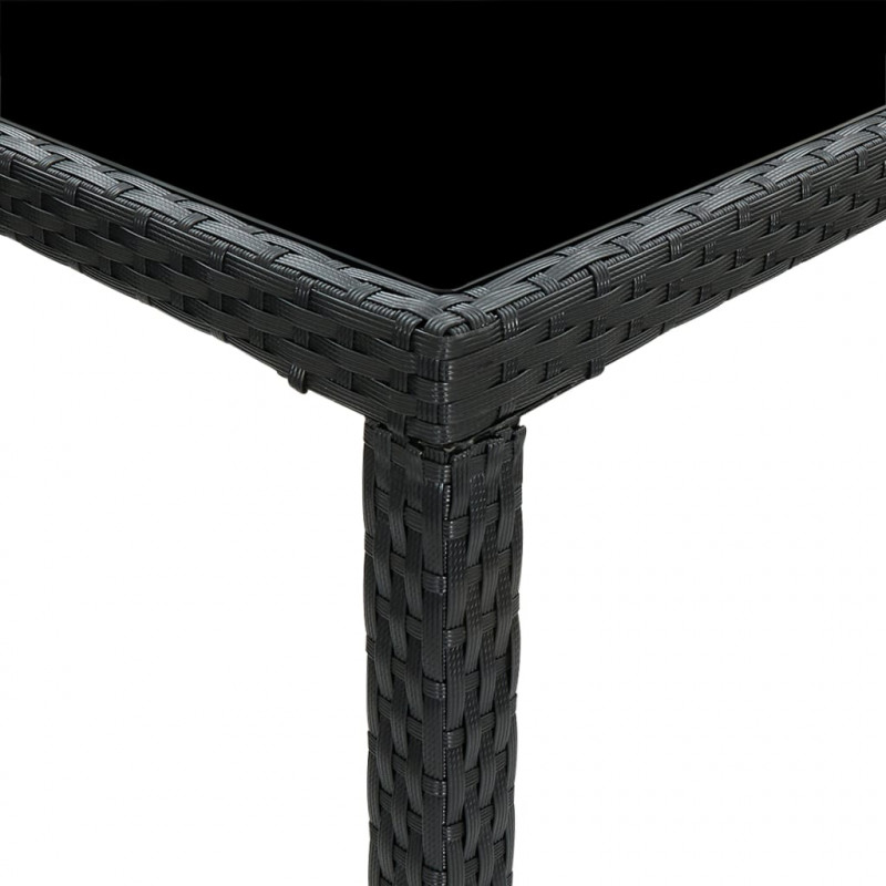 Ogrodowy stolik barowy, czarny 130x60x110 cm, polirattan/szkło
