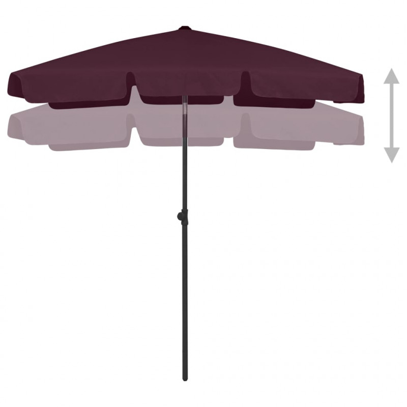 Parasol plażowy, bordowy, 180x120 cm