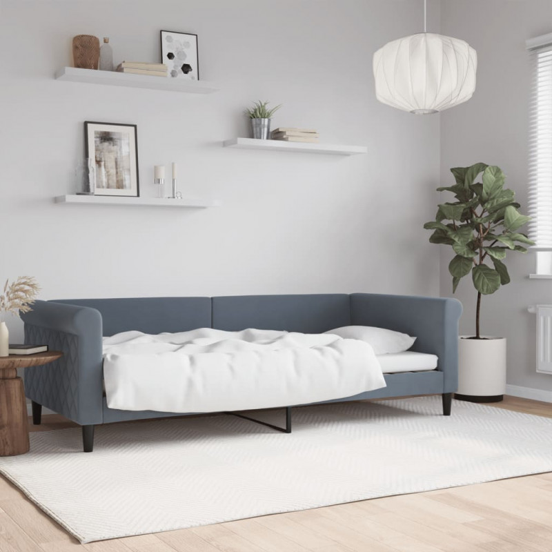Sofa z funkcją spania, ciemnoszara, 90x200 cm, aksamit