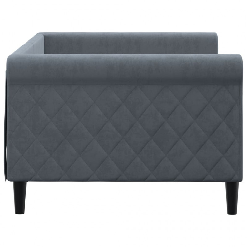 Sofa z funkcją spania, ciemnoszara, 90x200 cm, aksamit
