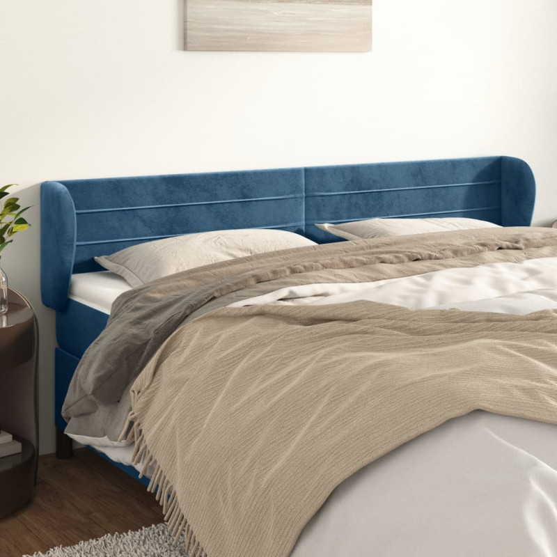 Zagłówek uszak, ciemnoniebieski, 183x23x78/88 cm, aksamitny