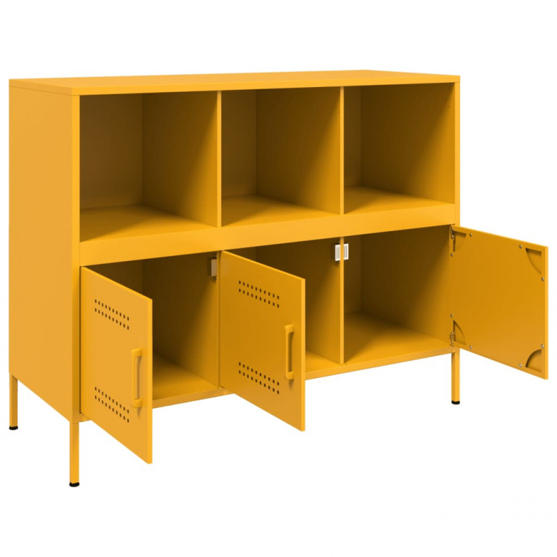 Szafka, musztardowa, 100,5x39x79 cm, stal
