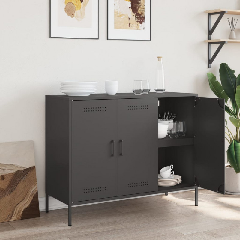 Szafka, czarna, 100,5x39x79 cm, stal