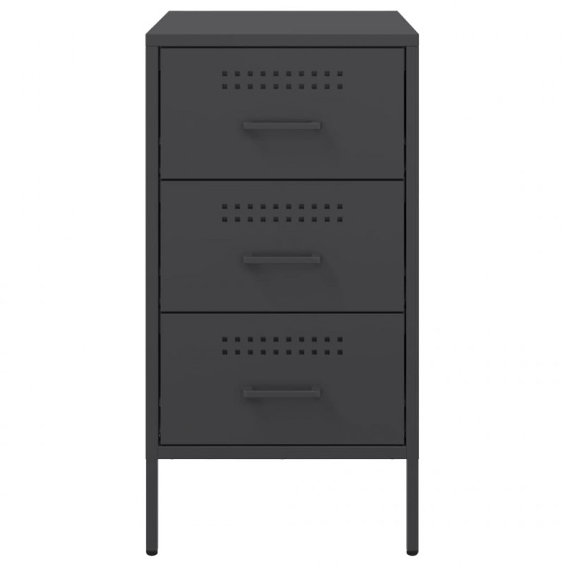 Szafki nocne, 2 szt., czarne, 36x39x68 cm, stal