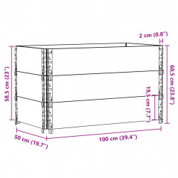 Nadstawki paletowe, 3 szt., 100x50 cm, drewno sosnowe