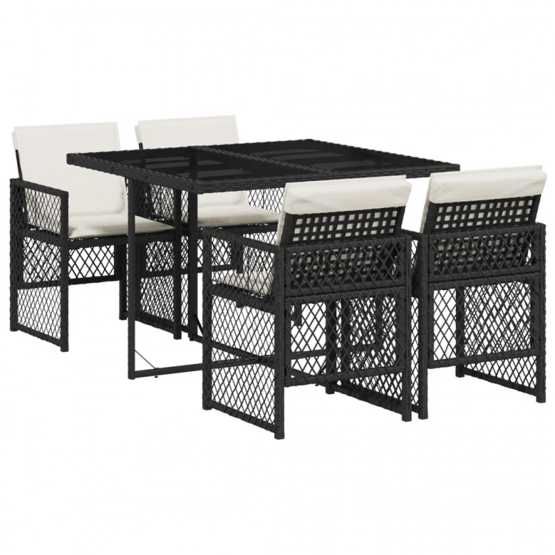 5-cz. zestaw mebli ogrodowych z poduszkami, czarny, polirattan