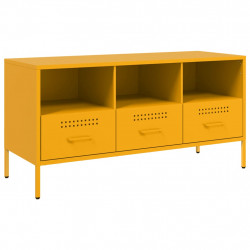 Szafka pod telewizor, musztardowa, 100,5x39x50,5 cm, stalowa