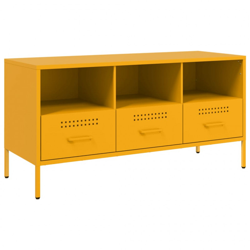 Szafka pod telewizor, musztardowa, 100,5x39x50,5 cm, stalowa