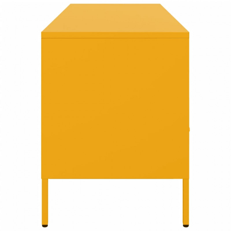 Szafka pod telewizor, musztardowa, 100,5x39x50,5 cm, stalowa