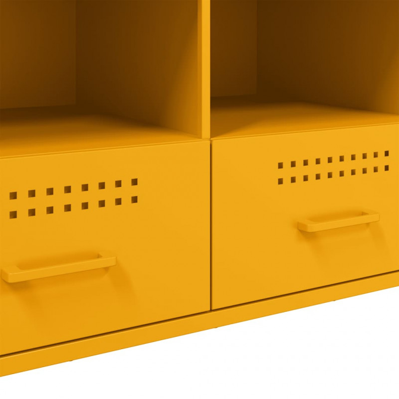 Szafka pod telewizor, musztardowa, 100,5x39x50,5 cm, stalowa