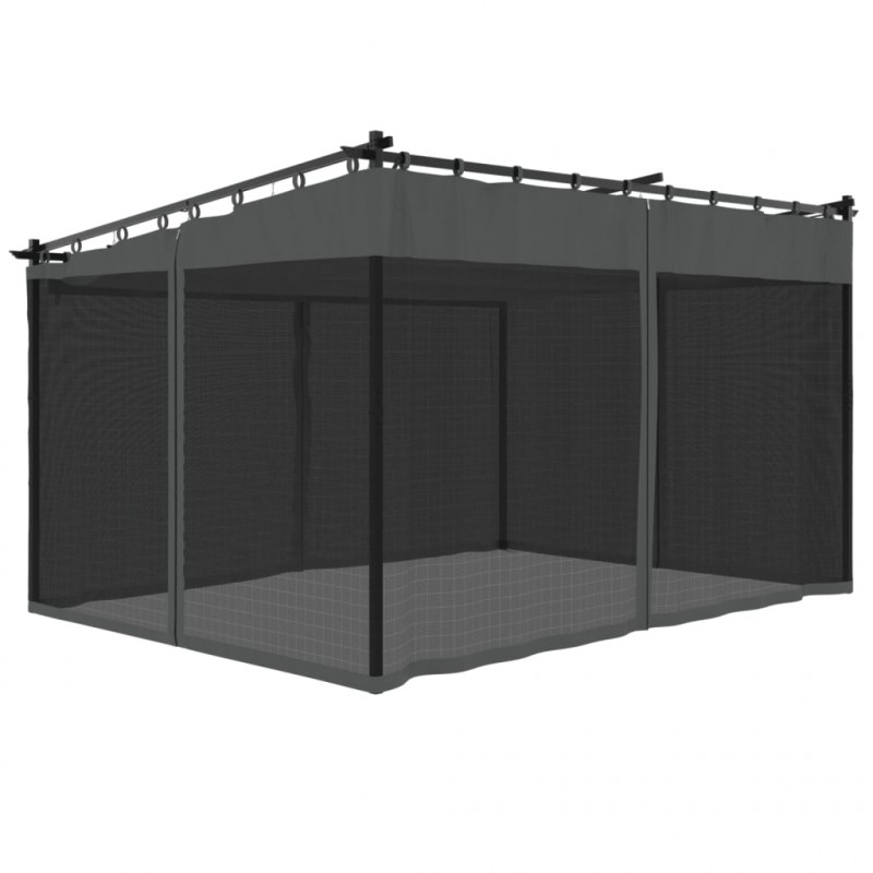 Altanka ze ścianami z siatki, antracytowa, 4x3 m, stal