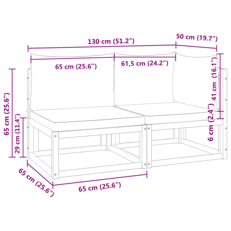 Sofa ogrodowa z poduszkami, 2-osobowa, lite drewno akacjowe