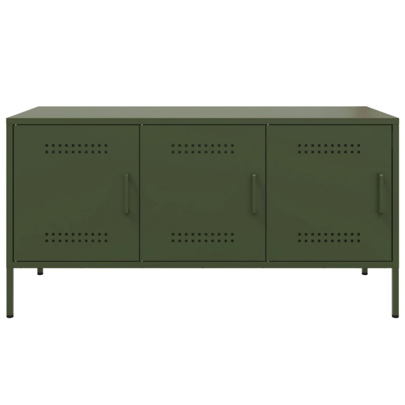 Szafka pod telewizor, oliwkowa, 100,5x39x50,5 cm, stalowa