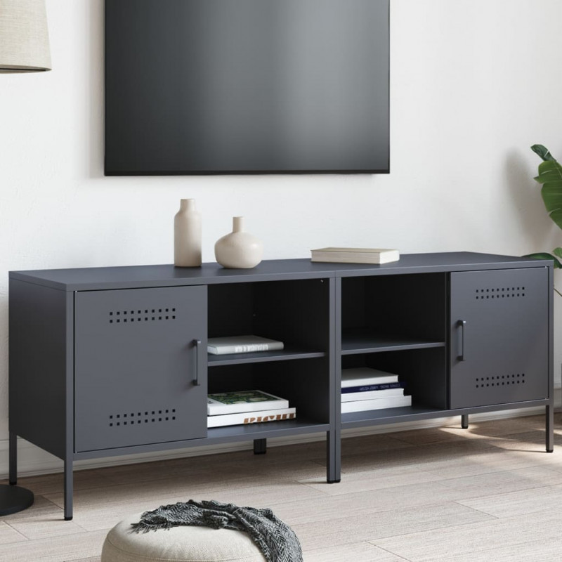 Szafki pod TV, 2 szt., antracytowe, 68x39x50,5 cm, stalowe