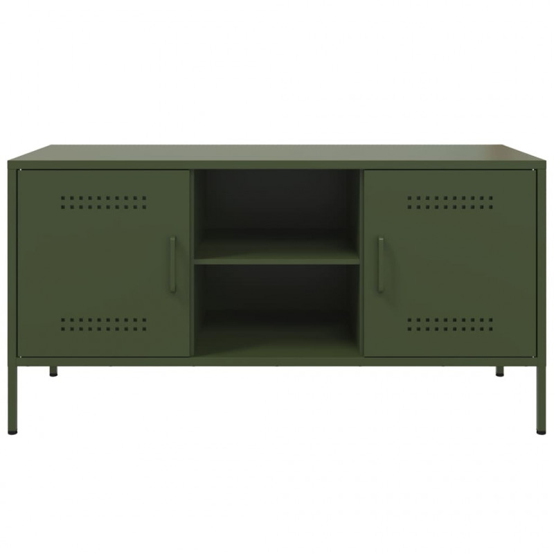 Szafka pod telewizor, oliwkowa, 100,5x39x50,5 cm, stalowa