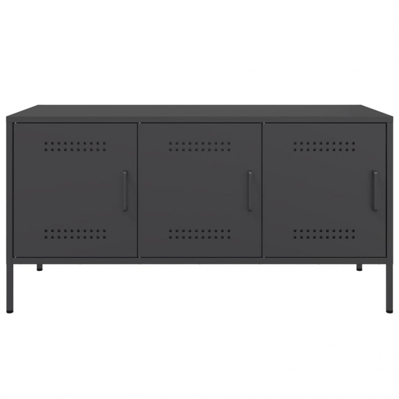 Szafka pod telewizor, czarna, 100,5x39x50,5 cm, stalowa