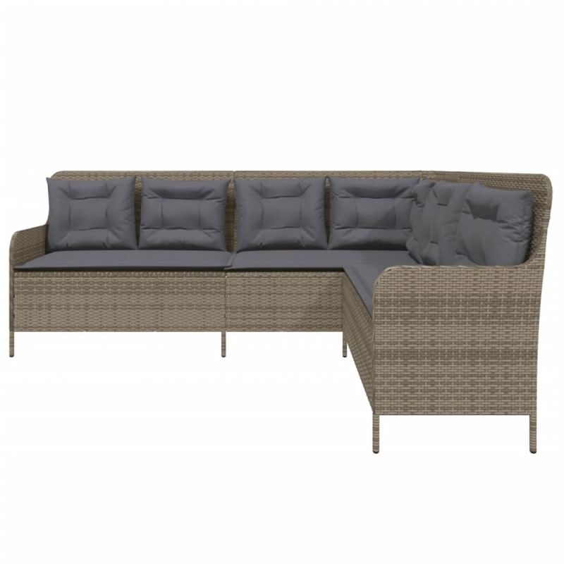 Narożna sofa ogrodowa z poduszkami, szara, polirattan