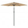 Parasol ogrodowy z LED, stalowy słupek, brązowy, 223x223x213 cm