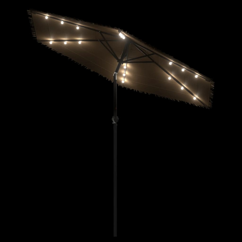 Parasol ogrodowy z LED, stalowy słupek, brązowy, 223x223x213 cm