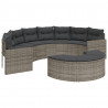 Sofa ogrodowa z poduszkami, półokrągła, szary rattan PE