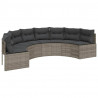 Sofa ogrodowa z poduszkami, półokrągła, szary rattan PE