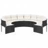 Sofa ogrodowa z poduszkami, okrągła, czarny rattan PE