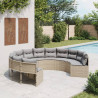 Sofa ogrodowa z poduszkami, okrągła, beżowy rattan PE
