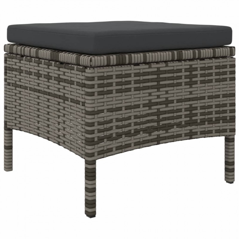 2-os. sofa ogrodowa ze stolikiem i stołkami, szara, polirattan