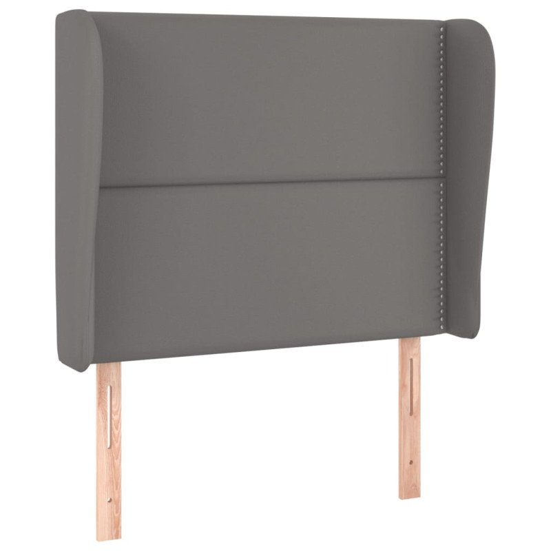 Zagłówek uszak, szary, 93x23x118/128 cm, sztuczna skóra