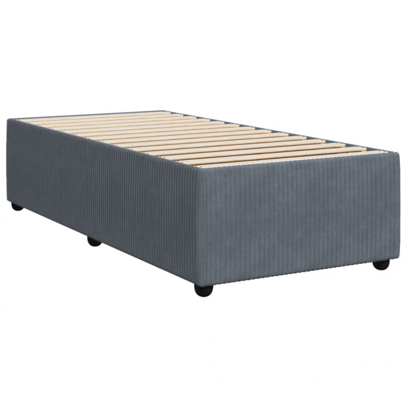 Łóżko kontynentalne z materacem, ciemnoszary aksamit, 90x190 cm