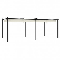 Altana ogrodowa ze zwijanym dachem, kremowa, 3x6 m, aluminium