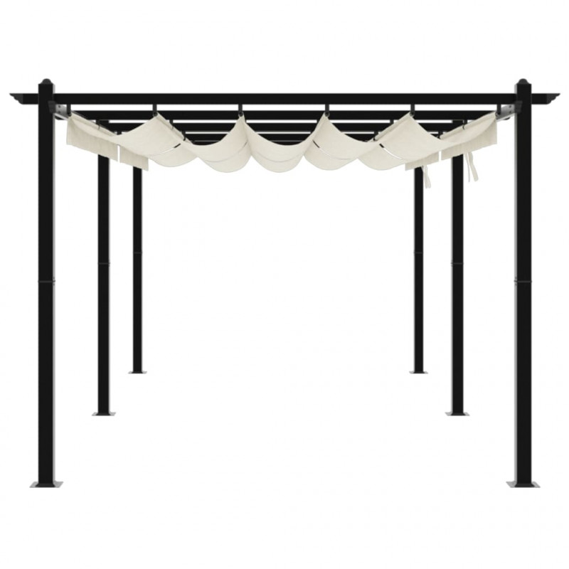 Altana ogrodowa ze zwijanym dachem, kremowa, 3x6 m, aluminium