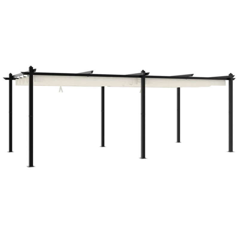 Altana ogrodowa ze zwijanym dachem, kremowa, 3x6 m, aluminium
