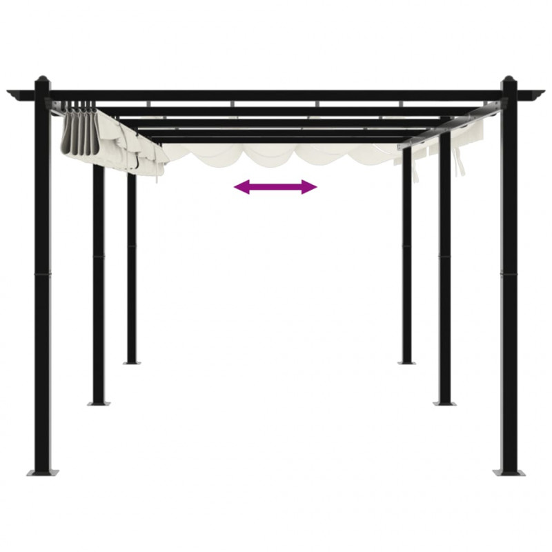 Altana ogrodowa ze zwijanym dachem, kremowa, 3x6 m, aluminium