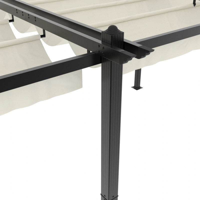 Altana ogrodowa ze zwijanym dachem, kremowa, 3x6 m, aluminium