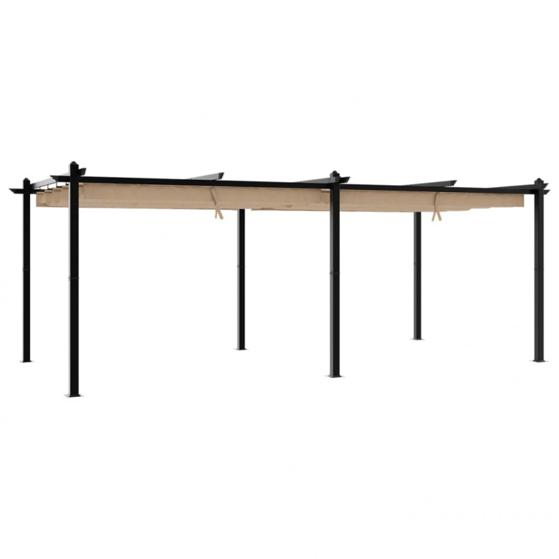 Altana ogrodowa ze zwijanym dachem, taupe, 3x6 m, aluminium