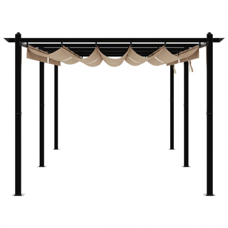 Altana ogrodowa ze zwijanym dachem, taupe, 3x6 m, aluminium
