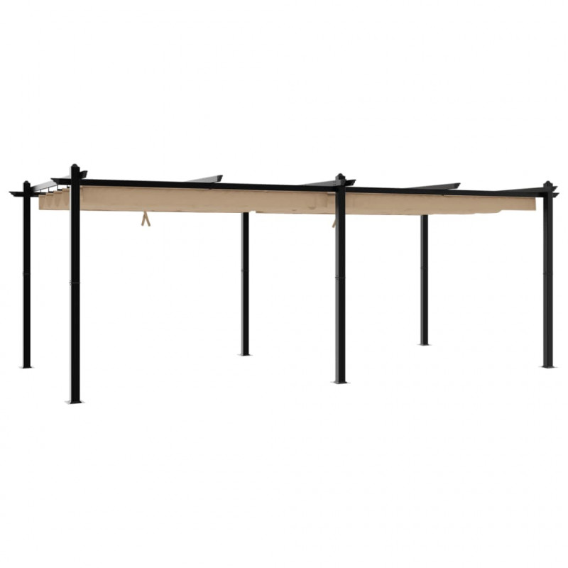 Altana ogrodowa ze zwijanym dachem, taupe, 3x6 m, aluminium