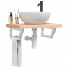 Półka ścienna pod umywalkę, stal i lite drewno bukowe